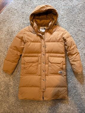The North Face Women's Hooded Down Puffer Parka Coat - Caramel